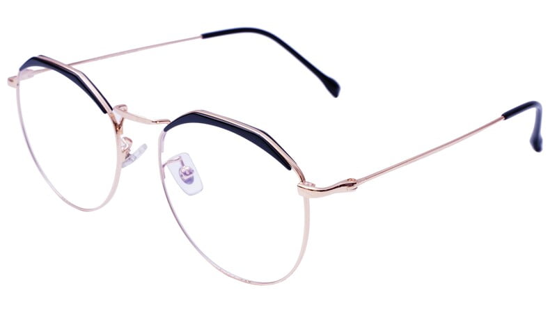 Unisex Round Spectacle Frame. Black &Golden Color Metal Frame. Unisex Round Spectacle Frame. Black &Golden Color Metal Frame.