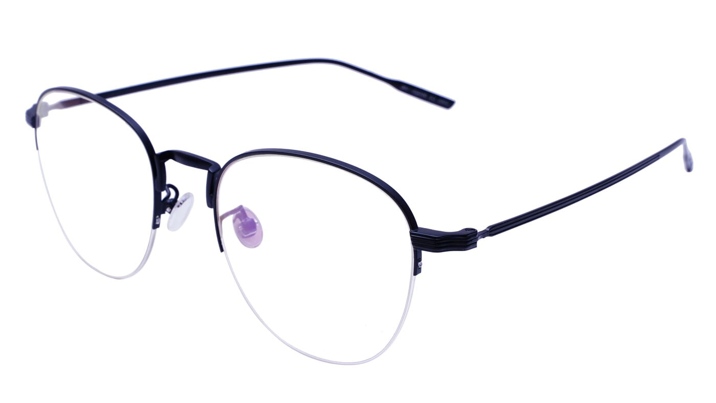 Unisex Half Rim Round Spectacle Frame. Matte Black Color Metal Frame. Unisex Half Rim Round Spectacle Frame. Matte Black Color Metal Frame.