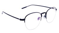 Unisex Half Rim Round Spectacle Frame. Matte Black Color Metal Frame.