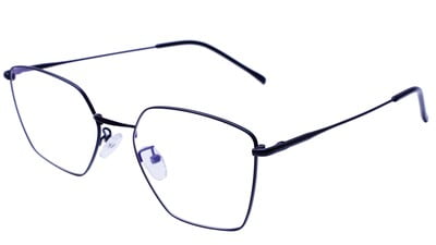 Unisex Pentagon Spectacle Frame. Black Color Frame. Transparent Color ARC Lens.