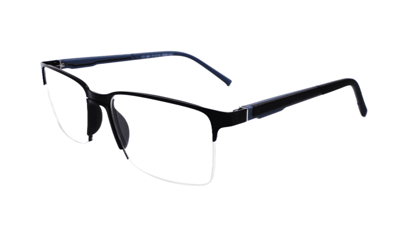 Soigné Unisex Half Rimmed Rectangular Spectacle Frame.Black&Gray-Large Soigné Unisex Half Rimmed Rectangular Spectacle Frame.Black&Gray-Large