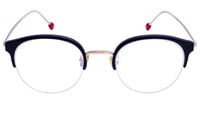 Unisex Half Rim Round Spectacle Frame. Glossy Black &Golden Color Frame.