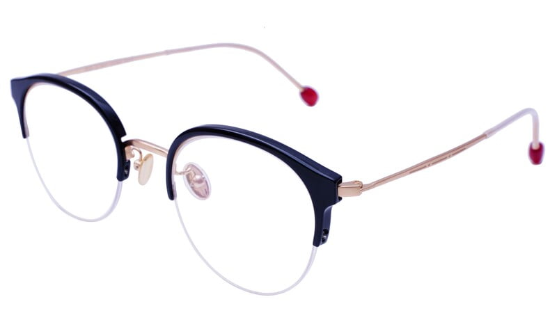 Unisex Half Rim Round Spectacle Frame. Glossy Black &Golden Color Frame. Unisex Half Rim Round Spectacle Frame. Glossy Black &Golden Color Frame.