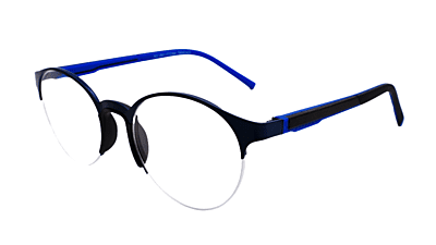 Soigné Unisex Black&Blue Half Rim Round Spectacle Frame-Medium Soigné Unisex Black&Blue Half Rim Round Spectacle Frame-Medium
