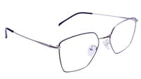 Unisex Pentagon Spectacle Frame. Silver & Black Color Frame. Transparent Color Lens