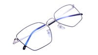 Unisex Pentagon Spectacle Frame. Silver & Black Color Frame. Transparent Color Lens