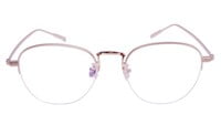 Unisex Half Rim Round Spectacle Frame. Golden Color Metal Frame.