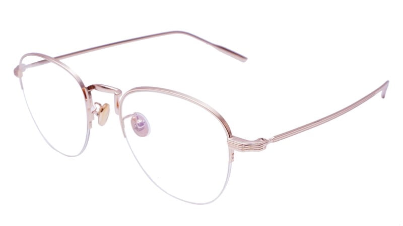 Unisex Half Rim Round Spectacle Frame. Golden Color Metal Frame.