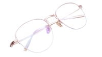 Unisex Half Rim Round Spectacle Frame. Golden Color Metal Frame.