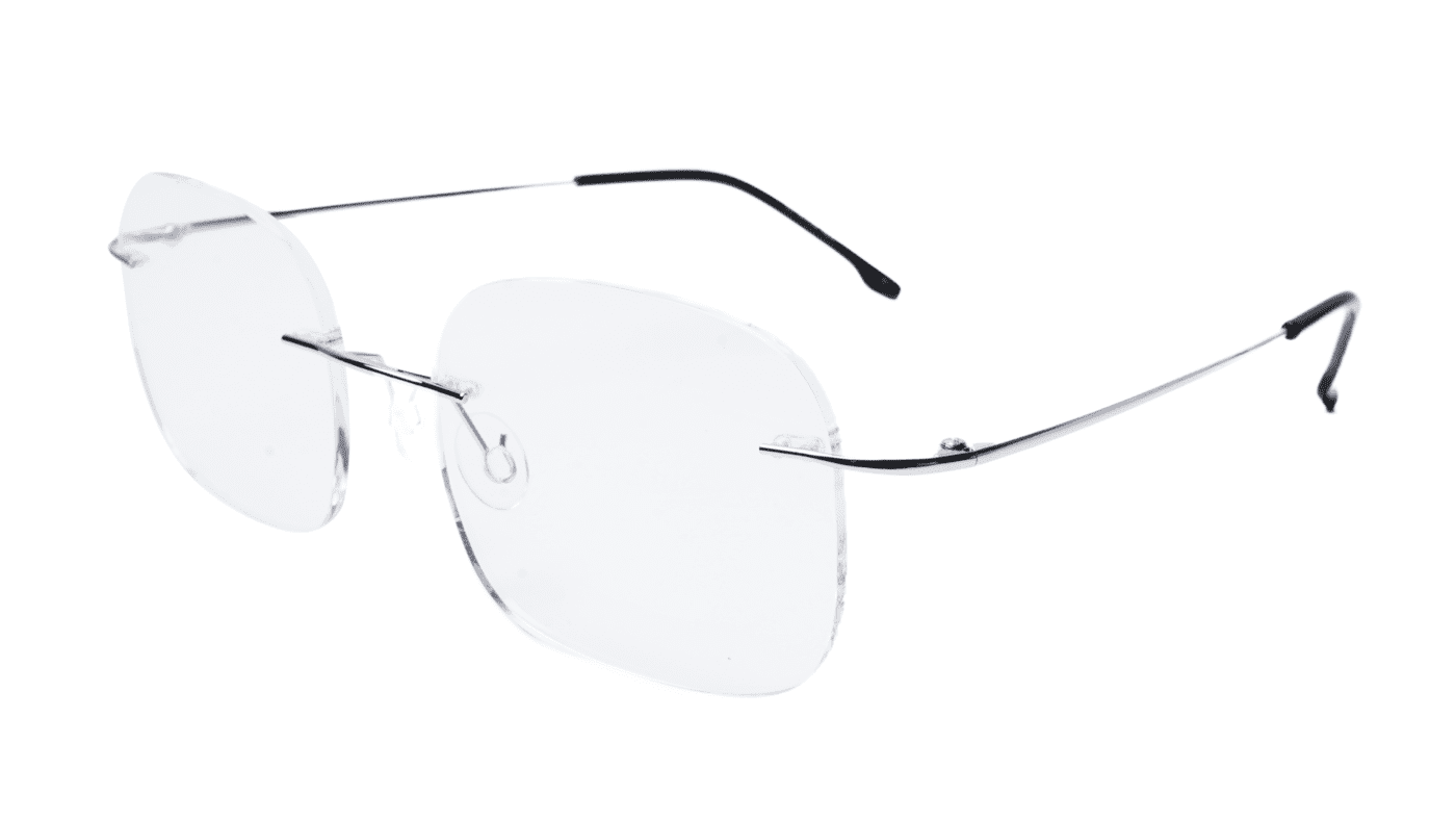 Soigné Unisex Square Rimless Spectacle Frame.Silver Soigné Unisex Square Rimless Spectacle Frame.Silver