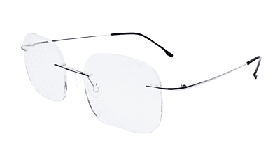 Soigné Unisex Square Rimless Spectacle Frame.Silver