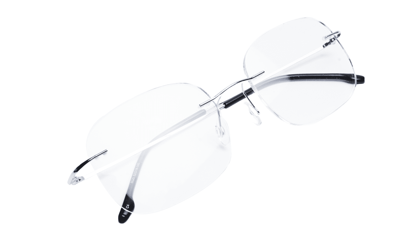 Soigné Unisex Square Rimless Spectacle Frame.Silver Soigné Unisex Square Rimless Spectacle Frame.Silver