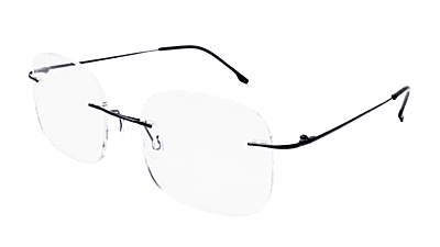 Soigné Unisex Square Rimless Spectacle Frame.Black