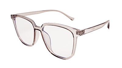 Soigné Unisex Oversized Square Spectacle Frame. See Through Gray