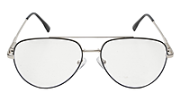 Soigné Unisex Aviator Spectacle Frame.Silver&Black-Medium