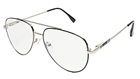 Soigné Unisex Aviator Spectacle Frame.Silver&Black-Medium