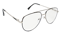 Soigné Unisex Aviator Spectacle Frame.Silver&Black-Medium