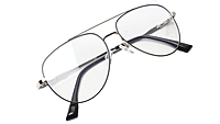 Soigné Unisex Aviator Spectacle Frame.Silver&Black-Medium