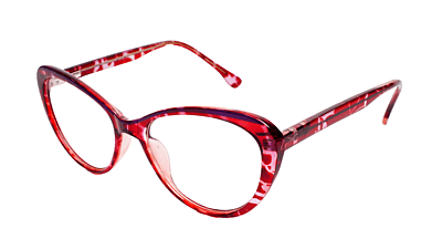 Soigné Female Large Cateye Spectacle.Red&Transparent