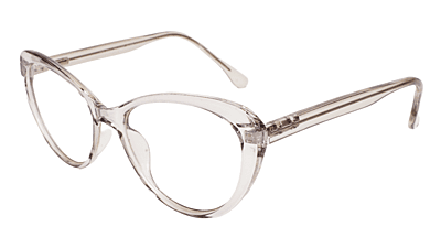 Soigné Female Cat Eye Spectacle Frame.See Through Gray-Large