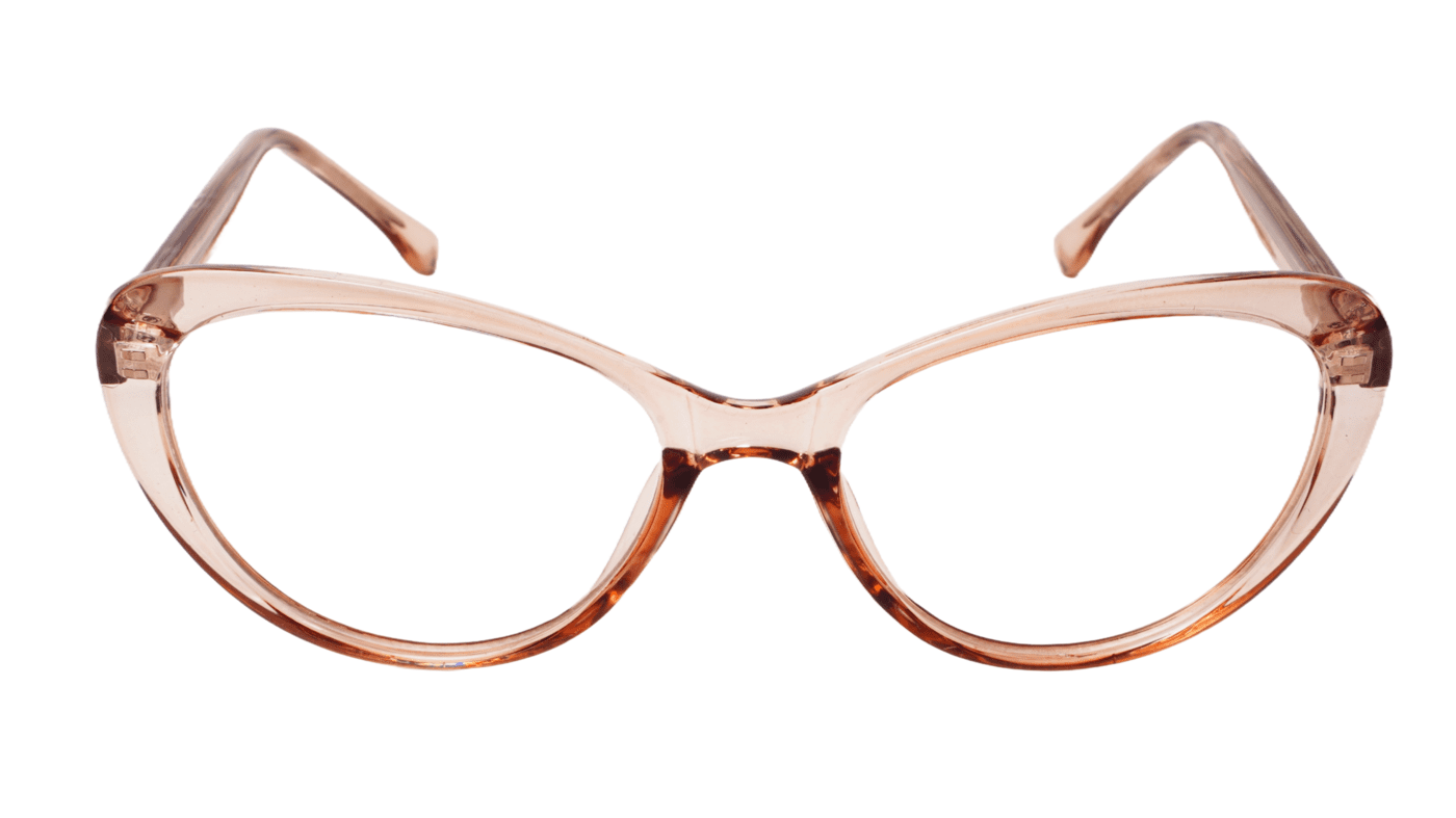 Soigné Female Cat Eye Spectacle Frame.See Through Brown-Large Soigné Female Cat Eye Spectacle Frame.See Through Brown-Large