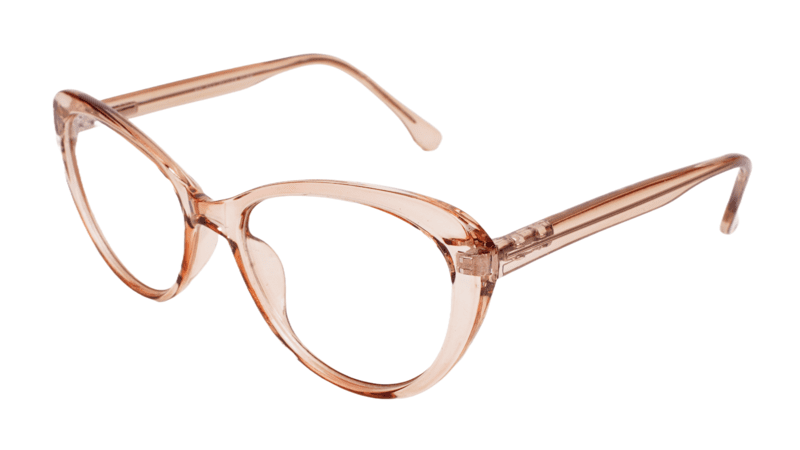 Soigné Female Cat Eye Spectacle Frame.See Through Brown-Large Soigné Female Cat Eye Spectacle Frame.See Through Brown-Large