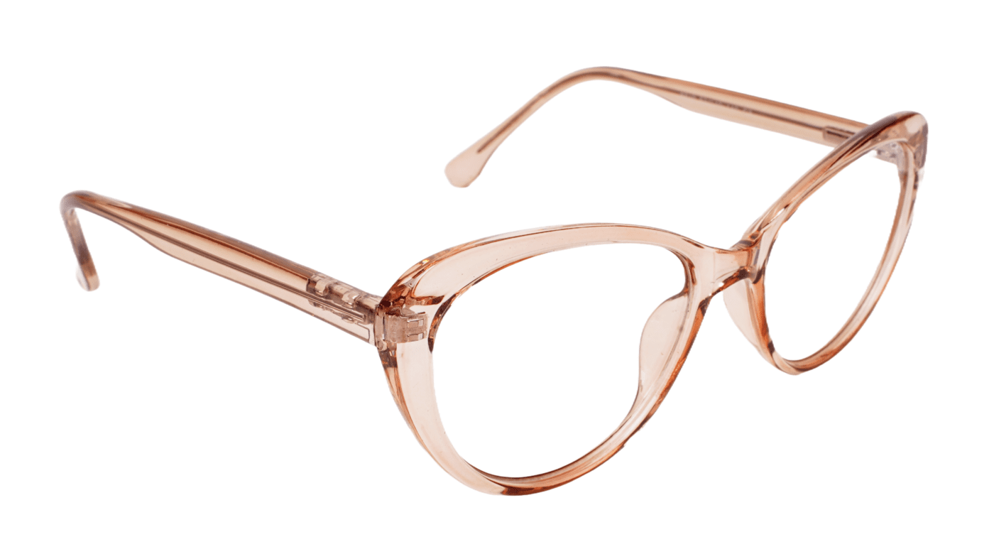 Soigné Female Cat Eye Spectacle Frame.See Through Brown-Large Soigné Female Cat Eye Spectacle Frame.See Through Brown-Large
