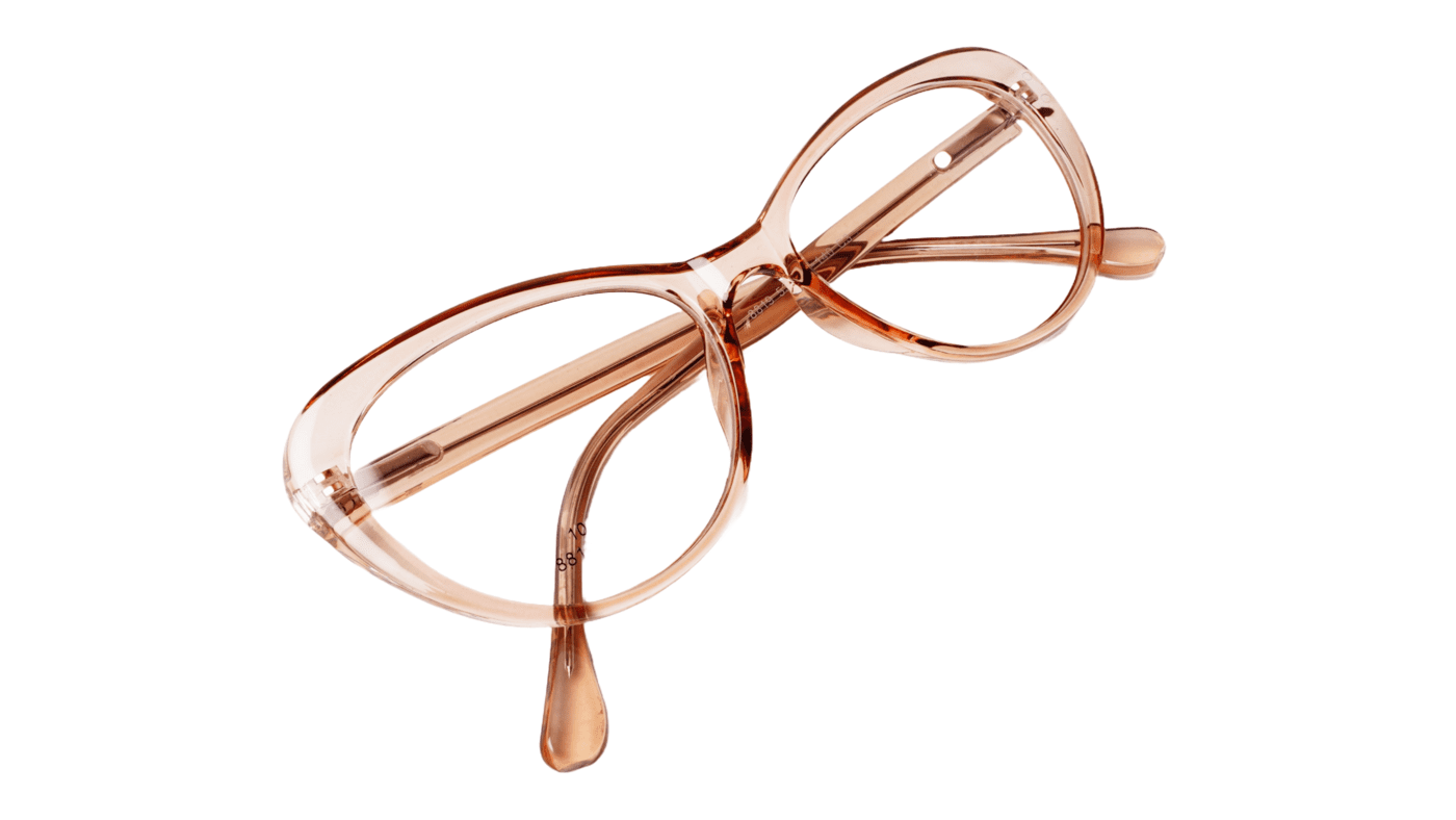 Soigné Female Cat Eye Spectacle Frame.See Through Brown-Large Soigné Female Cat Eye Spectacle Frame.See Through Brown-Large