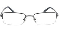 Unisex Half Rimmed Rectangular Spectacle Frame. Grey Color Metal Frame.