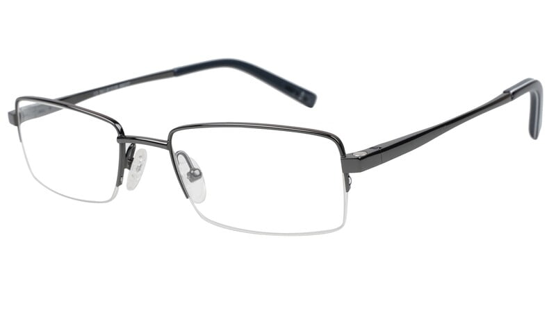 Unisex Half Rimmed Rectangular Spectacle Frame. Grey Color Metal Frame.