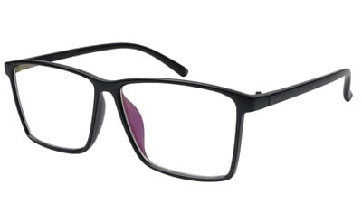 Unisex Oversized Rectangular Spectacles. Glossy Black Color Frame.