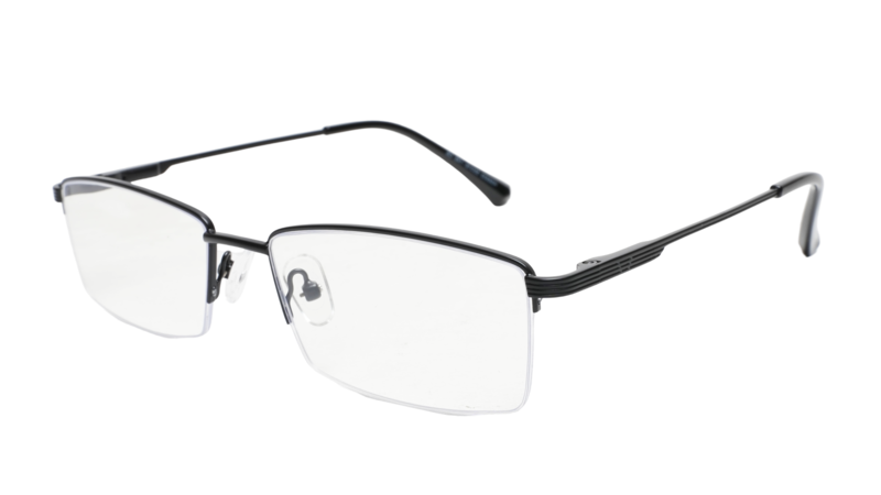 Soigné Unisex Half Rim Rectangular Spectacle Frame.Black Color-Large