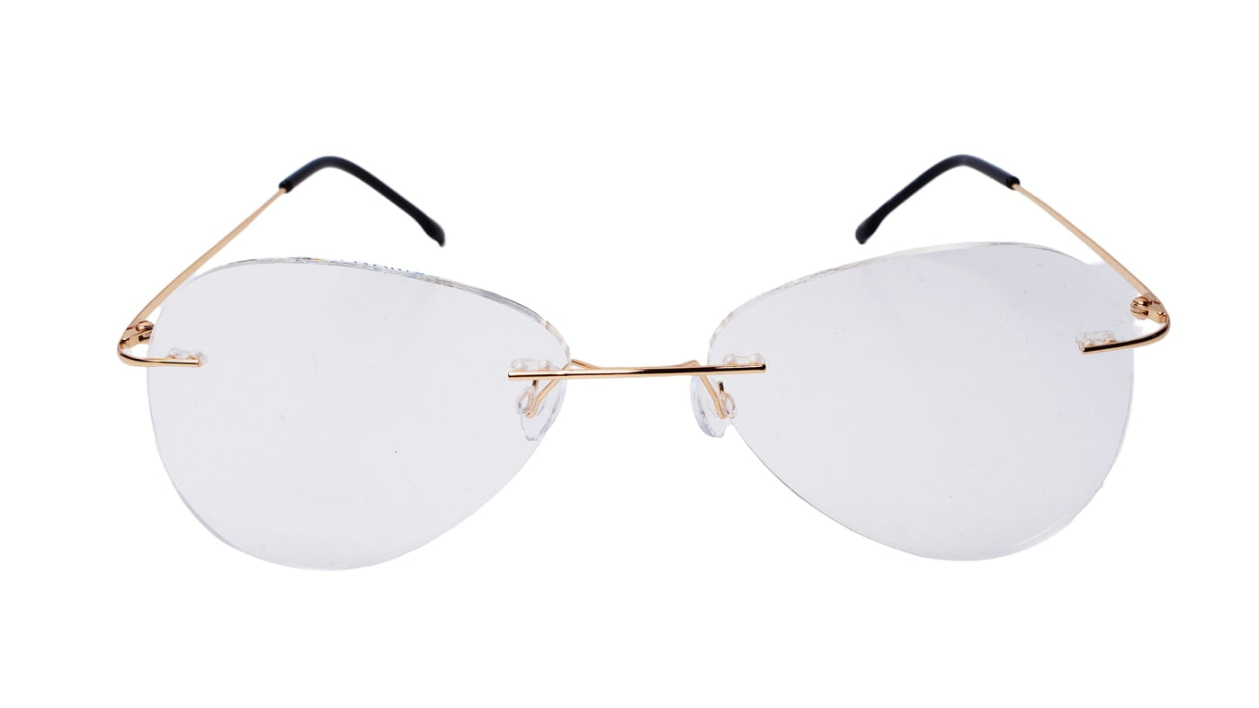 Soigné Unisex Rimless Aviator Spectacle Frame.Golden-Large Soigné Unisex Rimless Aviator Spectacle Frame.Golden-Large