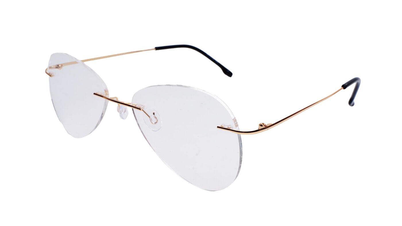 Soigné Unisex Rimless Aviator Spectacle Frame.Golden-Large Soigné Unisex Rimless Aviator Spectacle Frame.Golden-Large