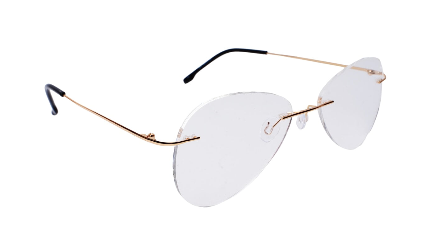 Soigné Unisex Rimless Aviator Spectacle Frame.Golden-Large Soigné Unisex Rimless Aviator Spectacle Frame.Golden-Large