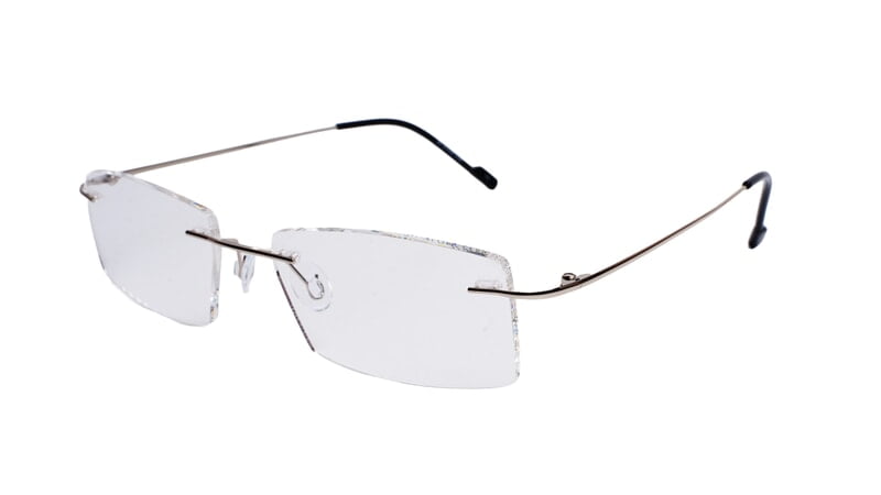 Soigné Unisex Rectangular Rimless Spectacle Frame.Silver Soigné Unisex Rectangular Rimless Spectacle Frame.Silver
