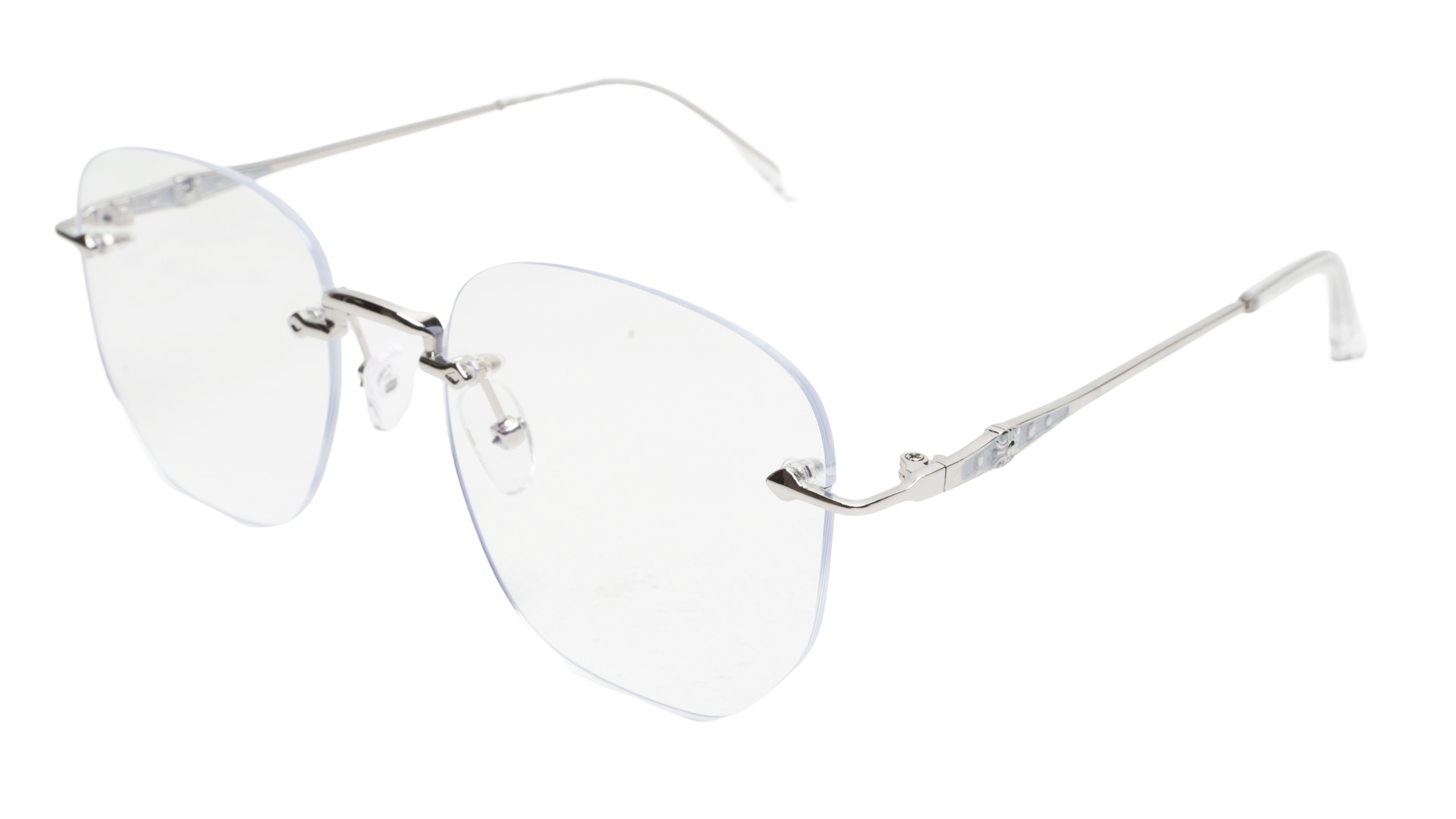 Soigné Unisex Square Rimless Spectacle Frame.Silver-Medium Soigné Unisex Square Rimless Spectacle Frame.Silver-Medium