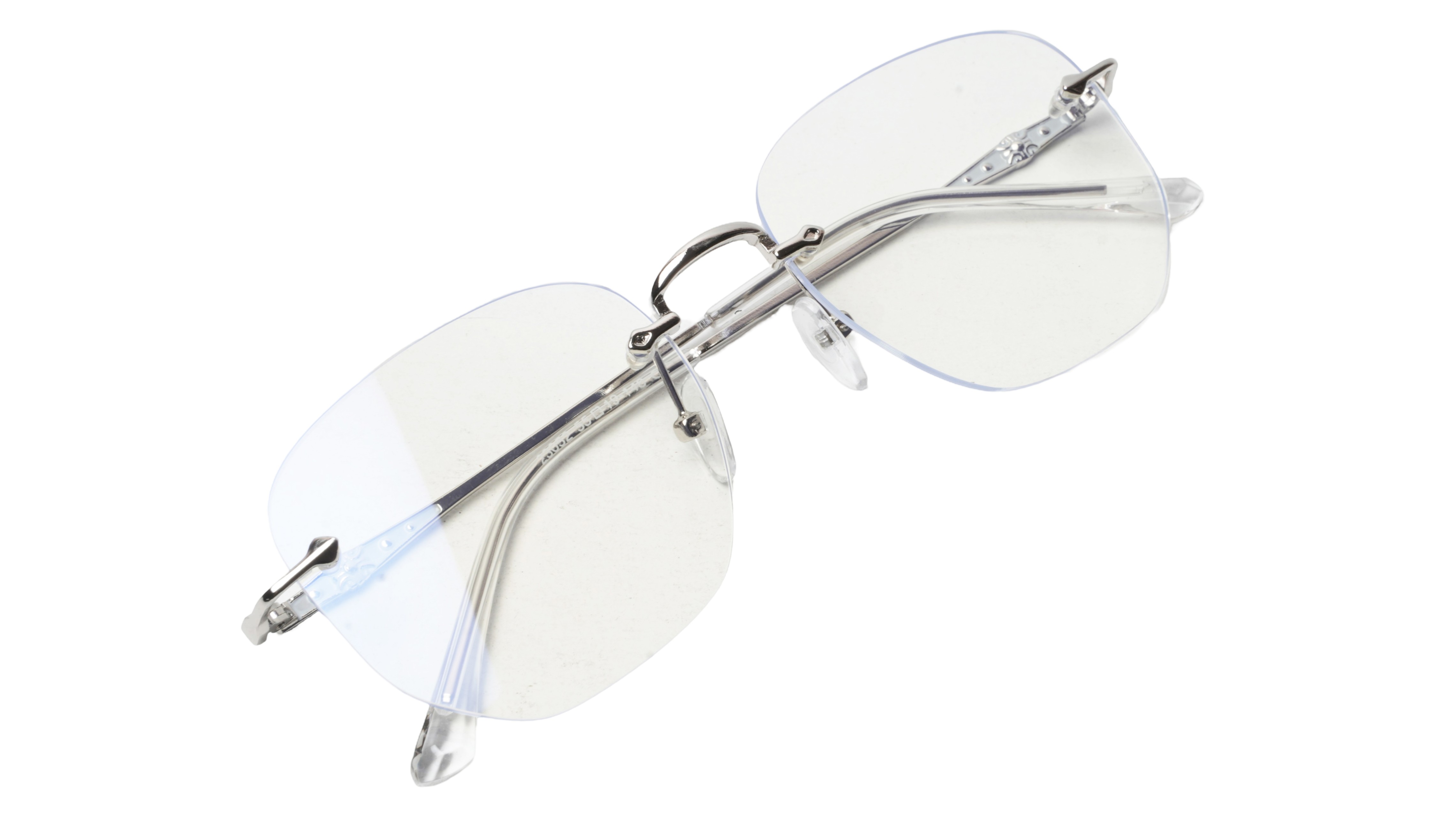 Soigné Unisex Square Rimless Spectacle Frame.Silver-Medium Soigné Unisex Square Rimless Spectacle Frame.Silver-Medium