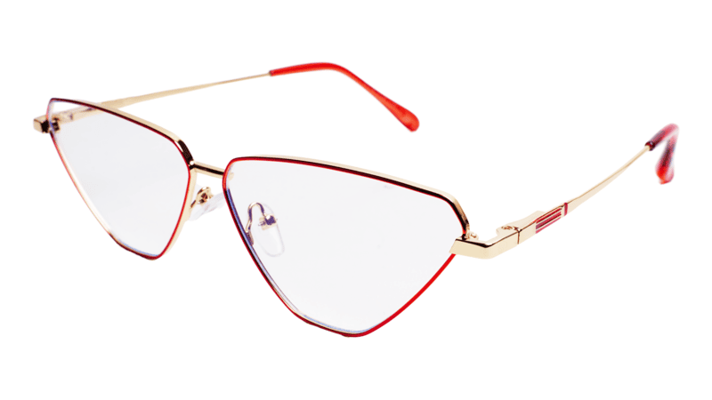 Soigné Female Large Cat Eye Spectacle Frame.Red&Gold Metal Frame Soigné Female Large Cat Eye Spectacle Frame.Red&Gold Metal Frame
