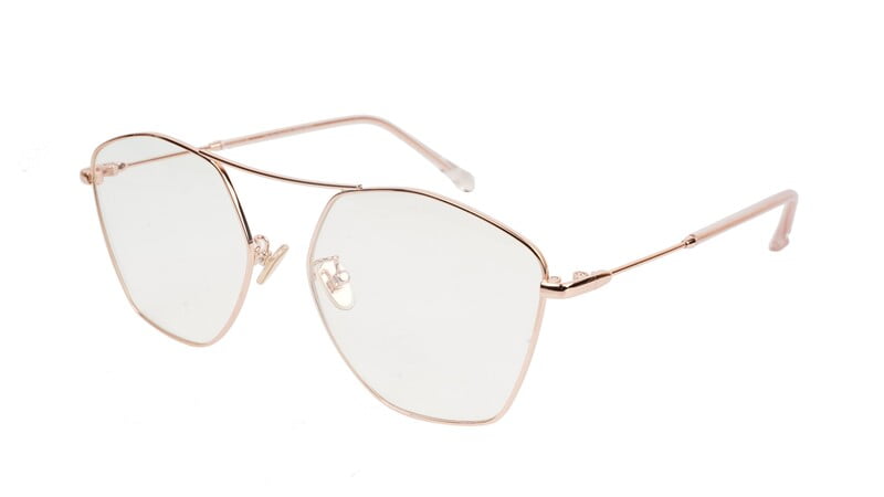 Unisex Large Pentagon Spectacle Frame. Rose Gold Frame