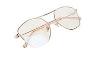 Unisex Large Pentagon Spectacle Frame. Rose Gold Frame