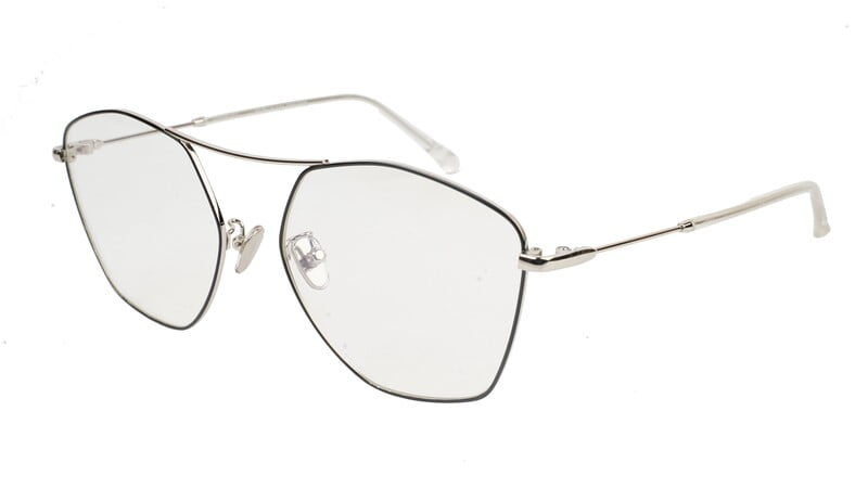 Unisex Large Pentagon Spectacle Frame. Silver & Black Frame Unisex Large Pentagon Spectacle Frame. Silver & Black Frame