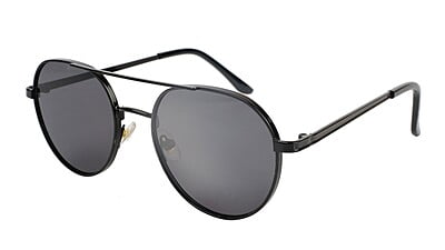 Unisex Small Round Sunglasses. Black Color Metal Frame.