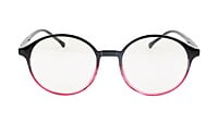 Female Oversize Round Spectacle Frame. Black & Pink Frame