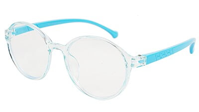 Unisex Round Spectacle Frame For Kids. See Through Blue Rim. Age-(7-10Yrs)