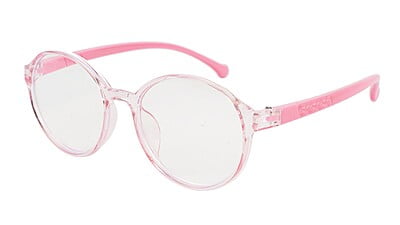 Round Spectacle Frame For Kids Girl. See Through Light Pink Rim. AGE-(7-10Yrs)