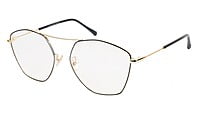 Unisex Large Pentagon Spectacle Frame. Gold & Black Frame