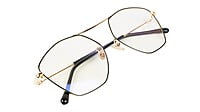 Unisex Large Pentagon Spectacle Frame. Gold & Black Frame