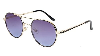 Unisex Small Round Sunglasses. Golden & Black Metal Frame