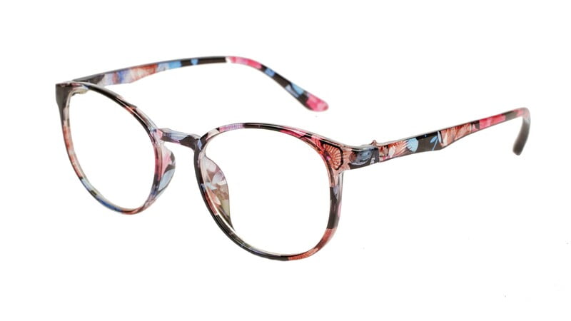 Round Medium Spectacle Frame For Girls&Women. Floral Print Frame